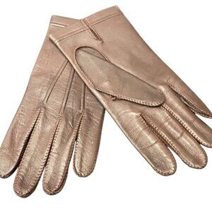 SLEEK BROWN LEATHER VINTAGE GLOVES SIZE 7 2/3 IN SIZE LARGE LOVELY SOFT LINING